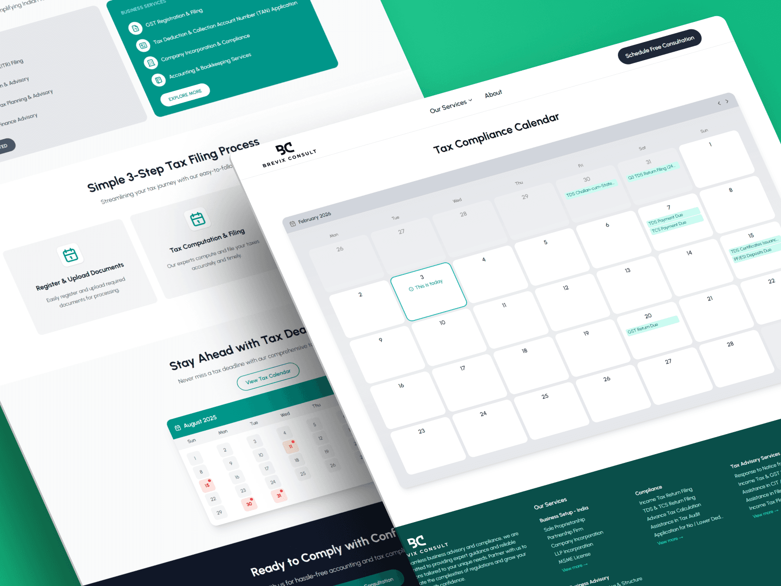 Tax Calendar web app screenshot